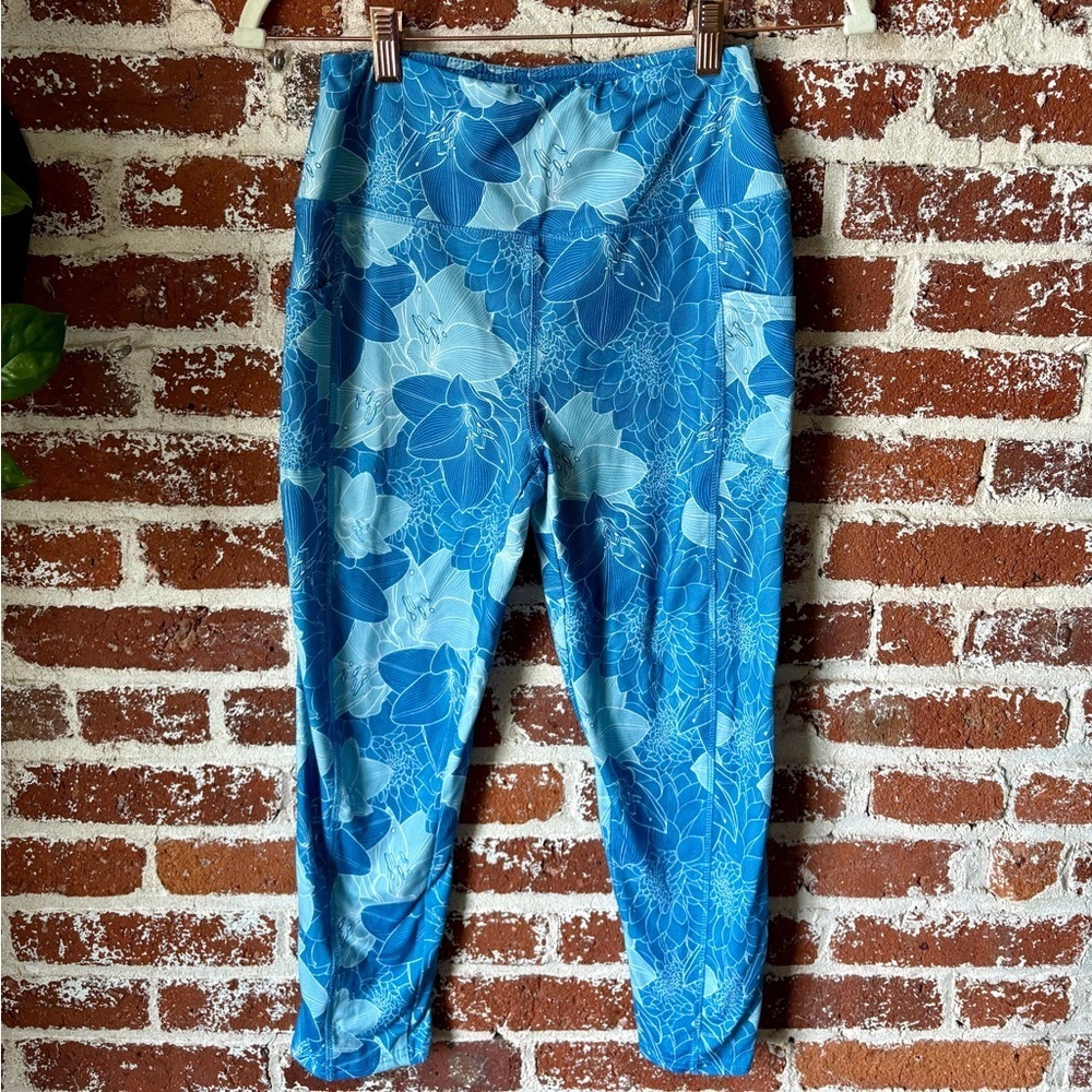 Starting Point Blue Floral High Rise 7/8” leggings